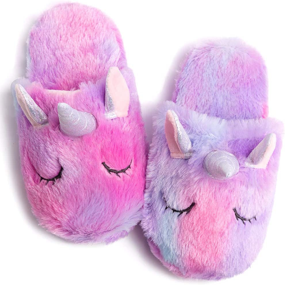Rainbow Unicorn Slippers – Cute and Fluffy Slippers for Girls
