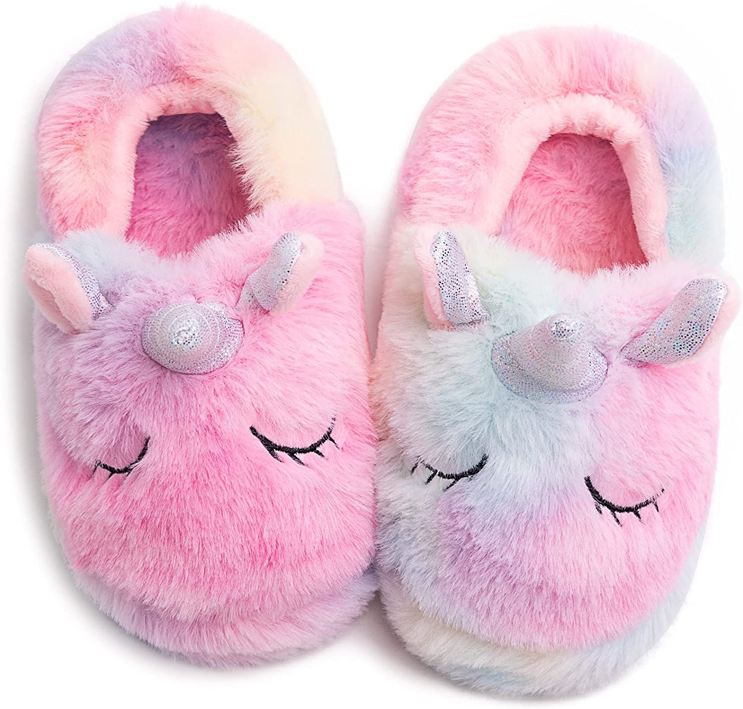 Rainbow Unicorn Slippers – Cute and Fluffy Slippers for Girls