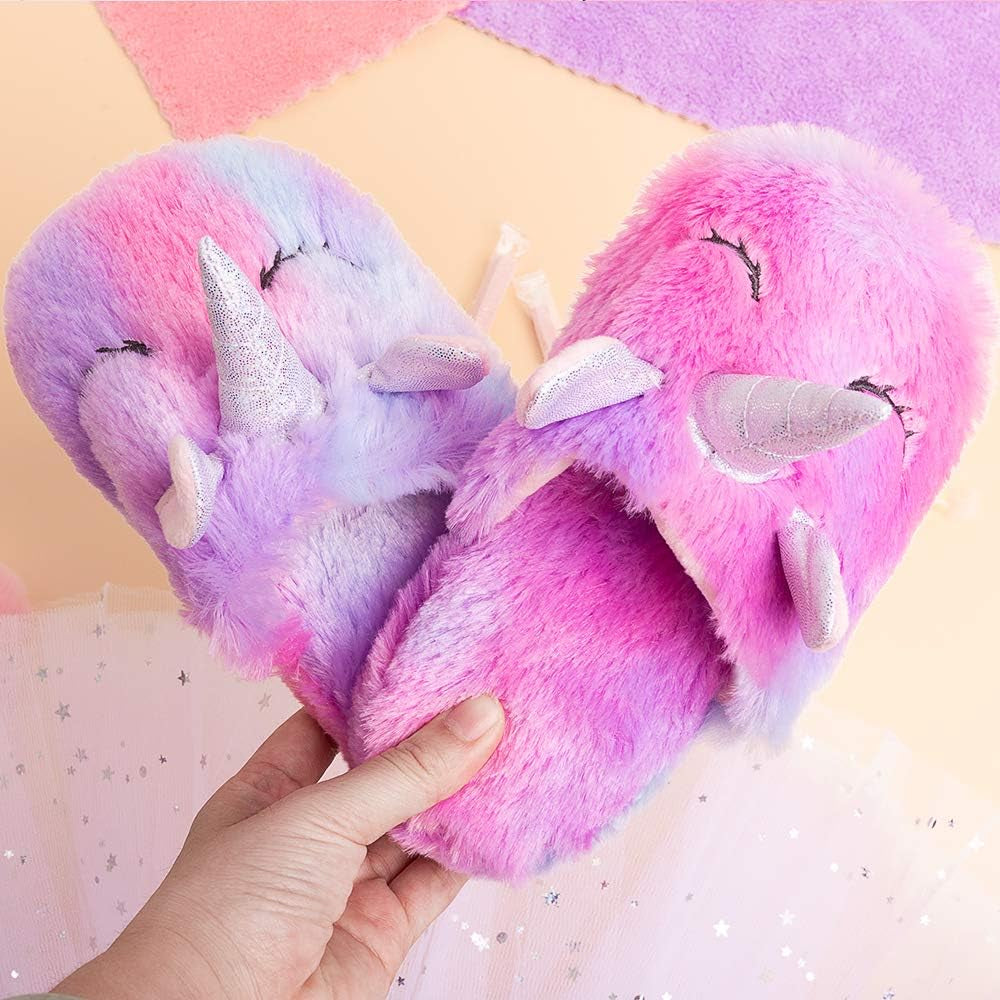 Rainbow Unicorn Slippers – Cute and Fluffy Slippers for Girls