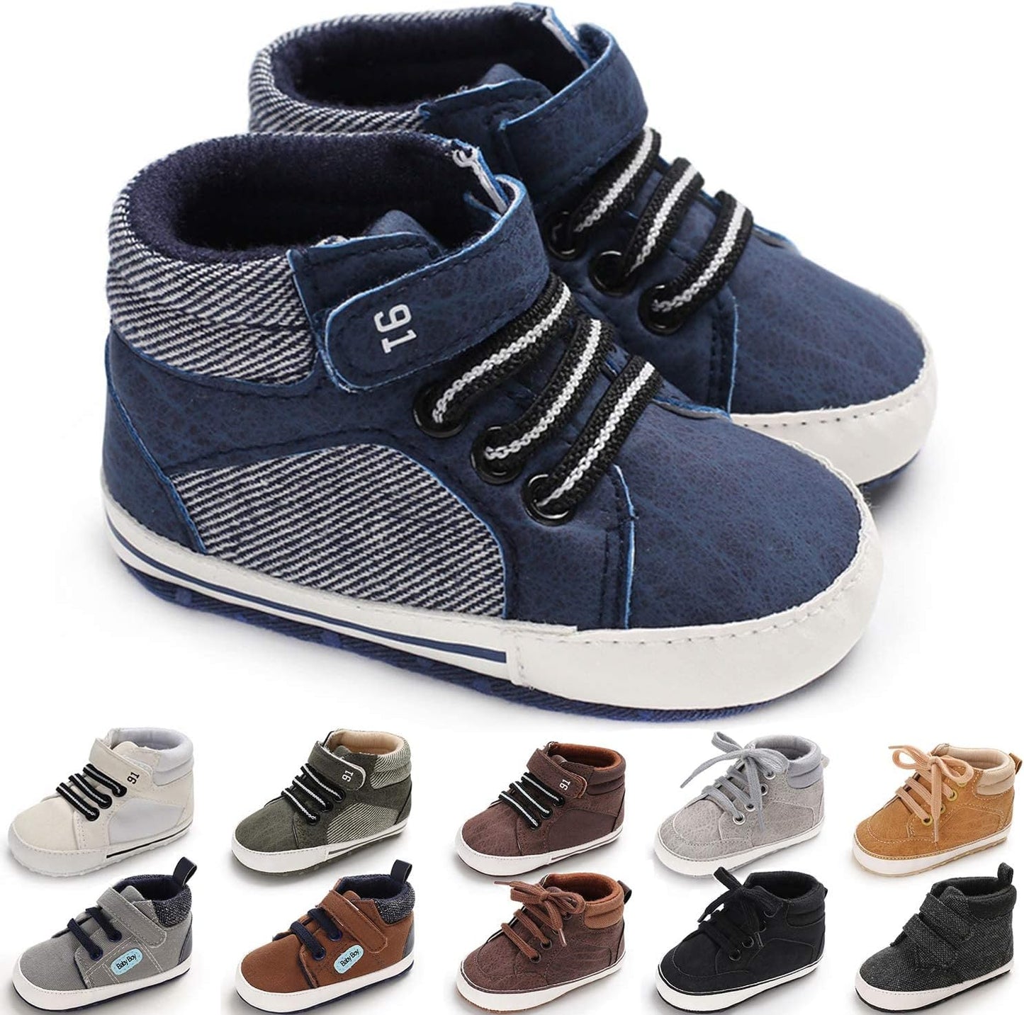Unisex Baby High-Top Sneakers – Soft Sole, Anti-Skid Infant & Toddler First Walking Shoes