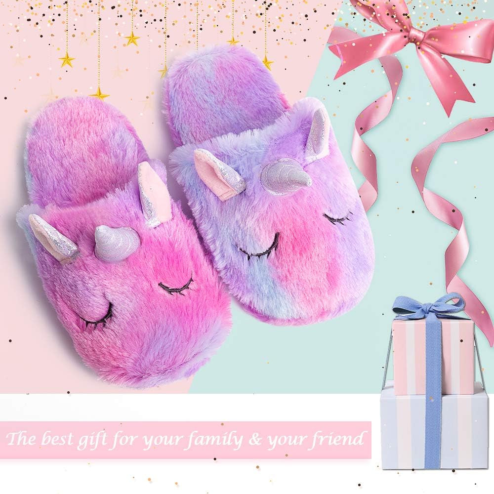 Rainbow Unicorn Slippers – Cute and Fluffy Slippers for Girls