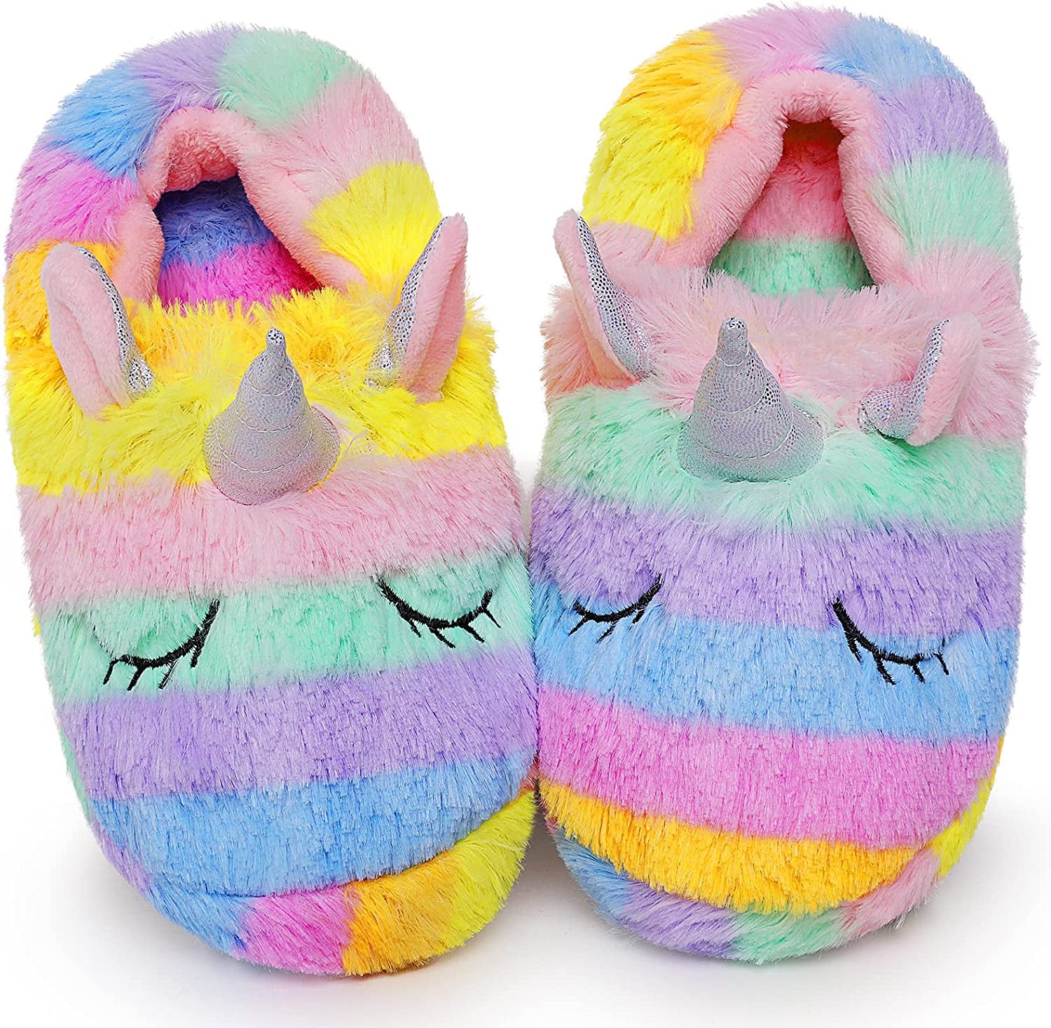 Rainbow Unicorn Slippers – Cute and Fluffy Slippers for Girls