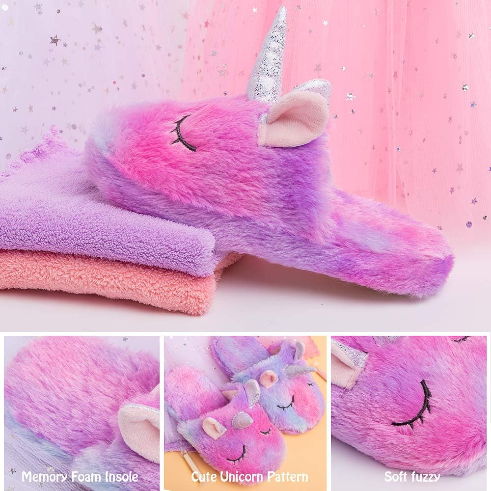 Rainbow Unicorn Slippers – Cute and Fluffy Slippers for Girls