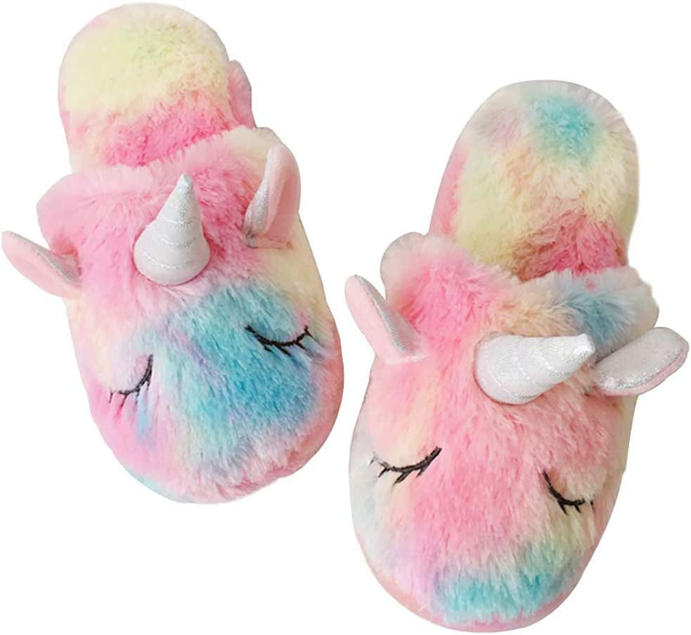 Rainbow Unicorn Slippers – Cute and Fluffy Slippers for Girls