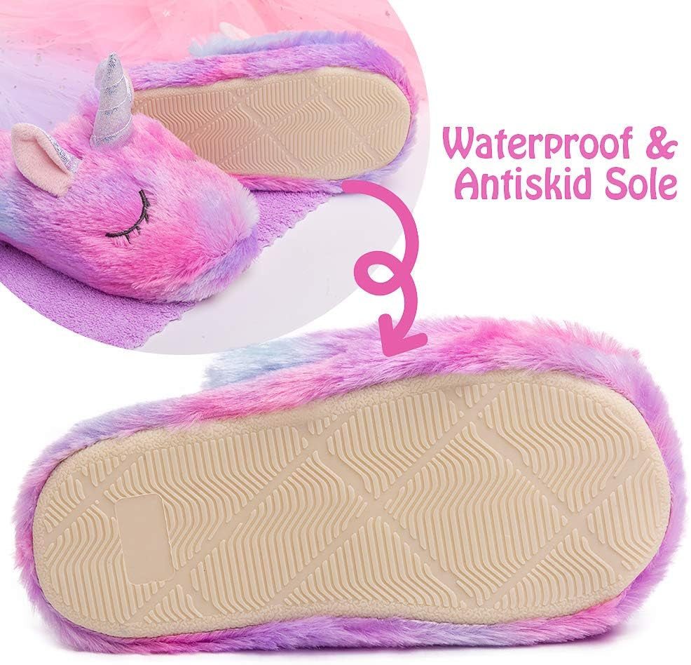 Rainbow Unicorn Slippers – Cute and Fluffy Slippers for Girls