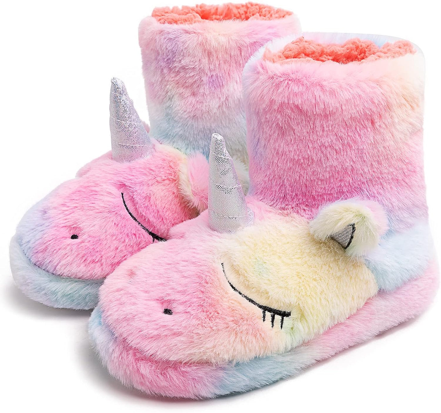 Rainbow Unicorn Slippers – Cute and Fluffy Slippers for Girls
