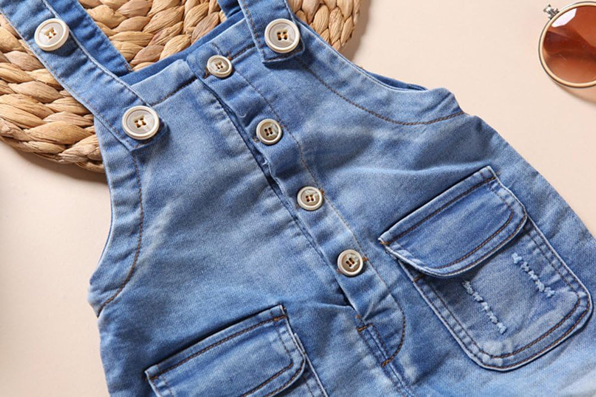 Baby Unisex Blue & Black Denim Jean Overalls