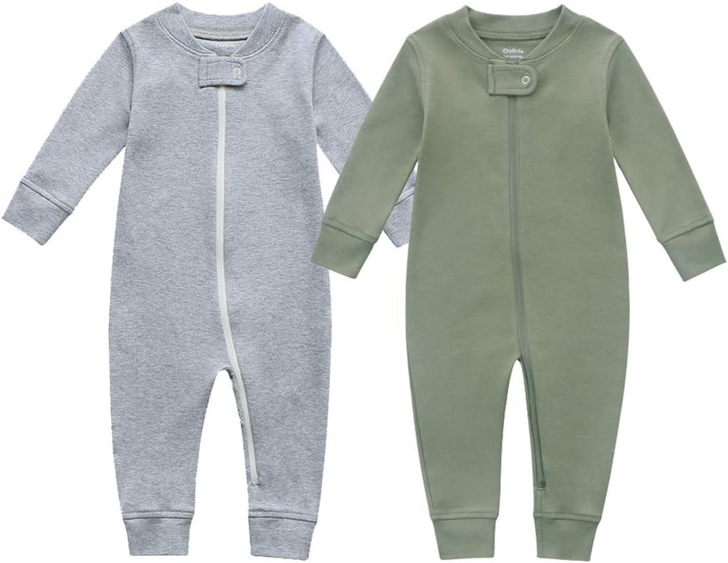 Organic Cotton Baby Boy/Girl Zip-Up Sleep & Play – Footless, Long/Short Sleeve