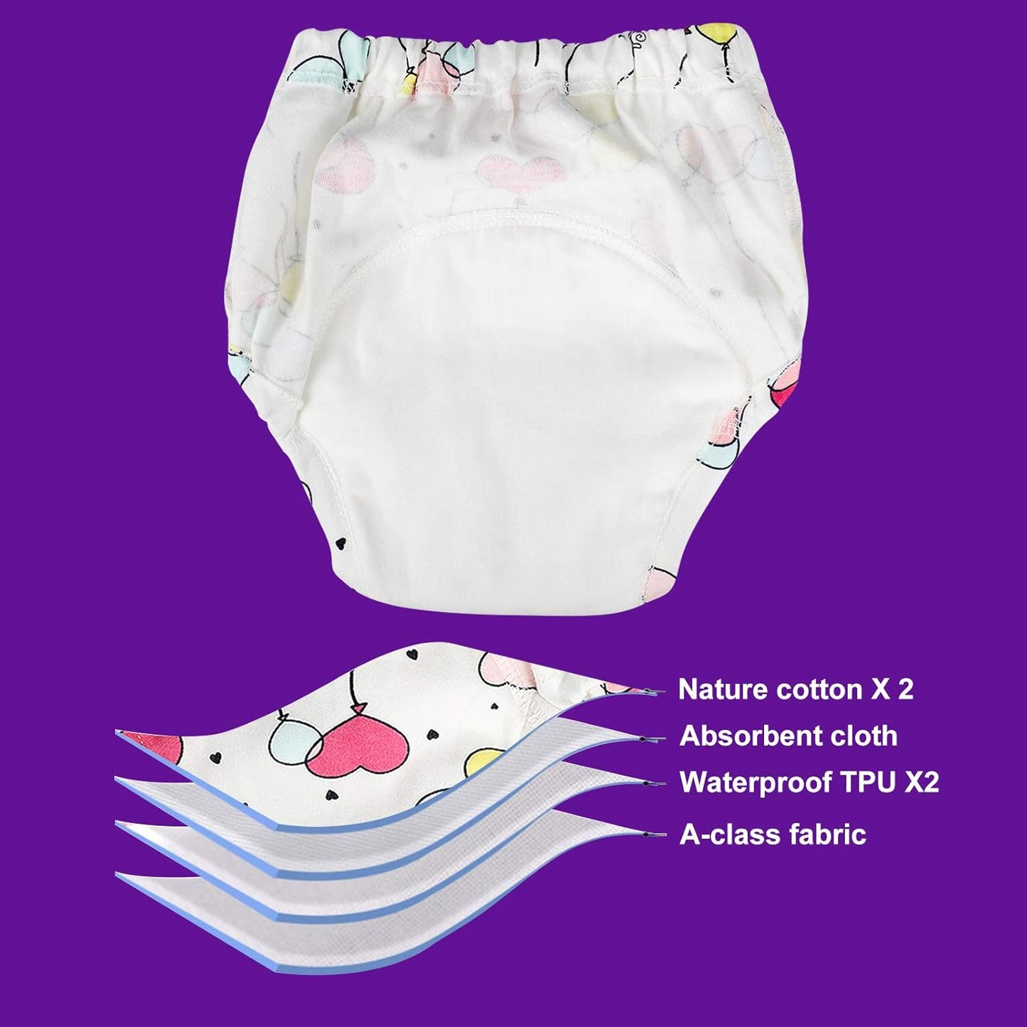 6-Pack Cotton Reusable Toddler Potty Training Underwear for Girls