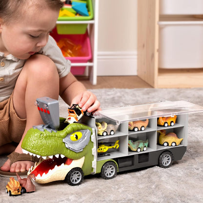 13-in-1 Dinosaur Toy Set – Truck & Pull-Back Cars