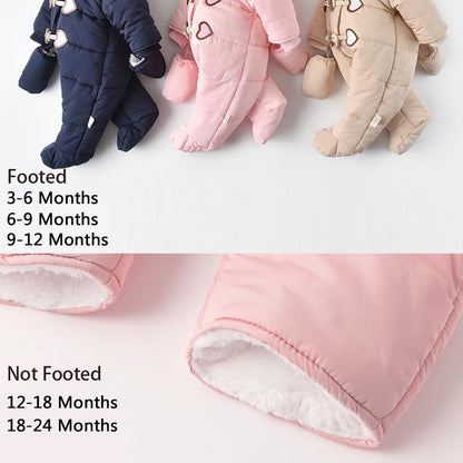 Cozy Baby Winter Snowsuit – Hooded, Footed Jumpsuit with Gloves for Boys and Girls (3-24 Months)