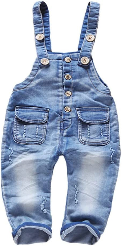 Baby Unisex Blue & Black Denim Jean Overalls