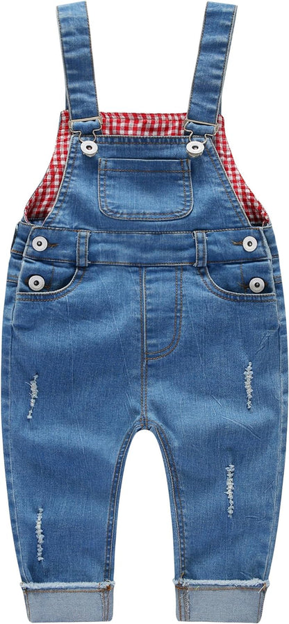 Baby Unisex Blue & Black Denim Jean Overalls