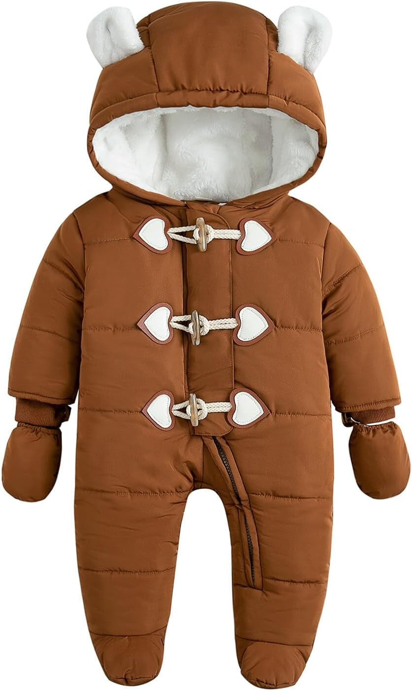 Cozy Baby Winter Snowsuit – Hooded, Footed Jumpsuit with Gloves for Boys and Girls (3-24 Months)