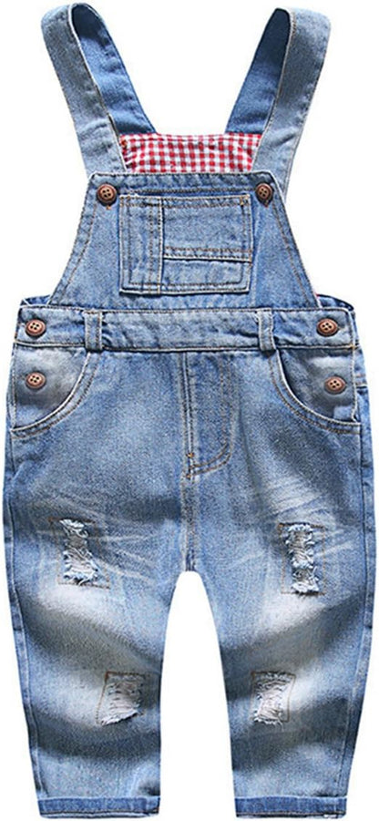 Baby Unisex Blue & Black Denim Jean Overalls