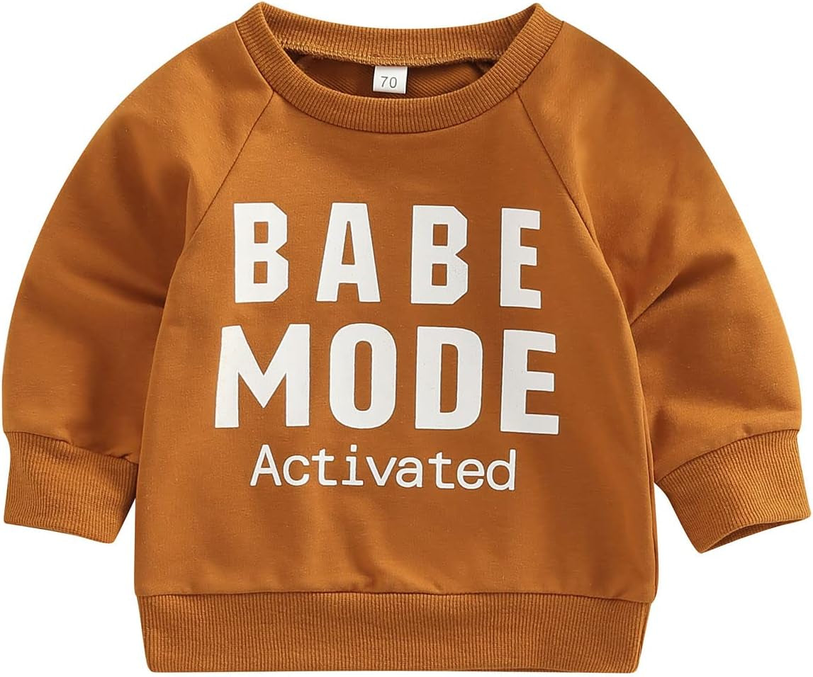 Unisex Infant Crewneck Sweatshirt – Letter Print Pullover for Baby Boys & Girls