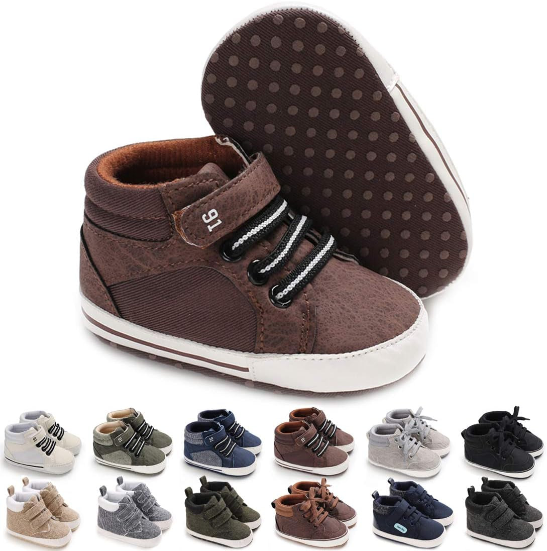 Unisex Baby High-Top Sneakers – Soft Sole, Anti-Skid Infant & Toddler First Walking Shoes