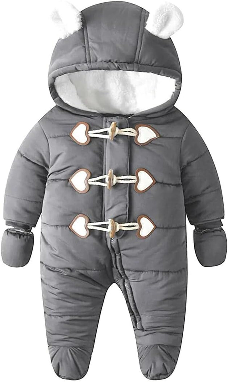 Cozy Baby Winter Snowsuit – Hooded, Footed Jumpsuit with Gloves for Boys and Girls (3-24 Months)