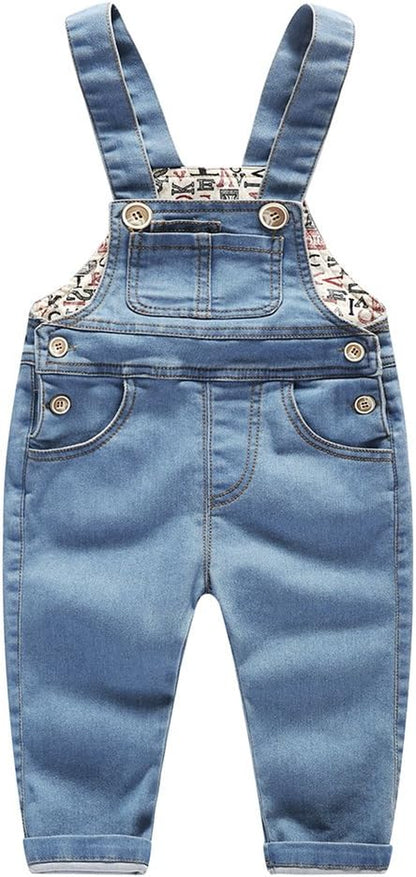 Baby Unisex Blue & Black Denim Jean Overalls