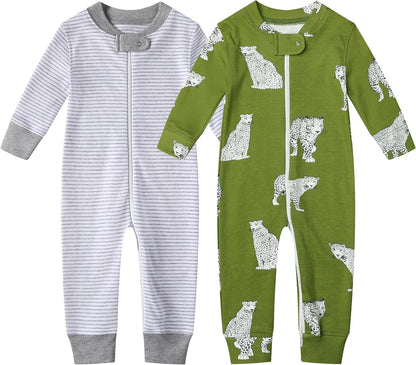 Organic Cotton Baby Boy/Girl Zip-Up Sleep & Play – Footless, Long/Short Sleeve