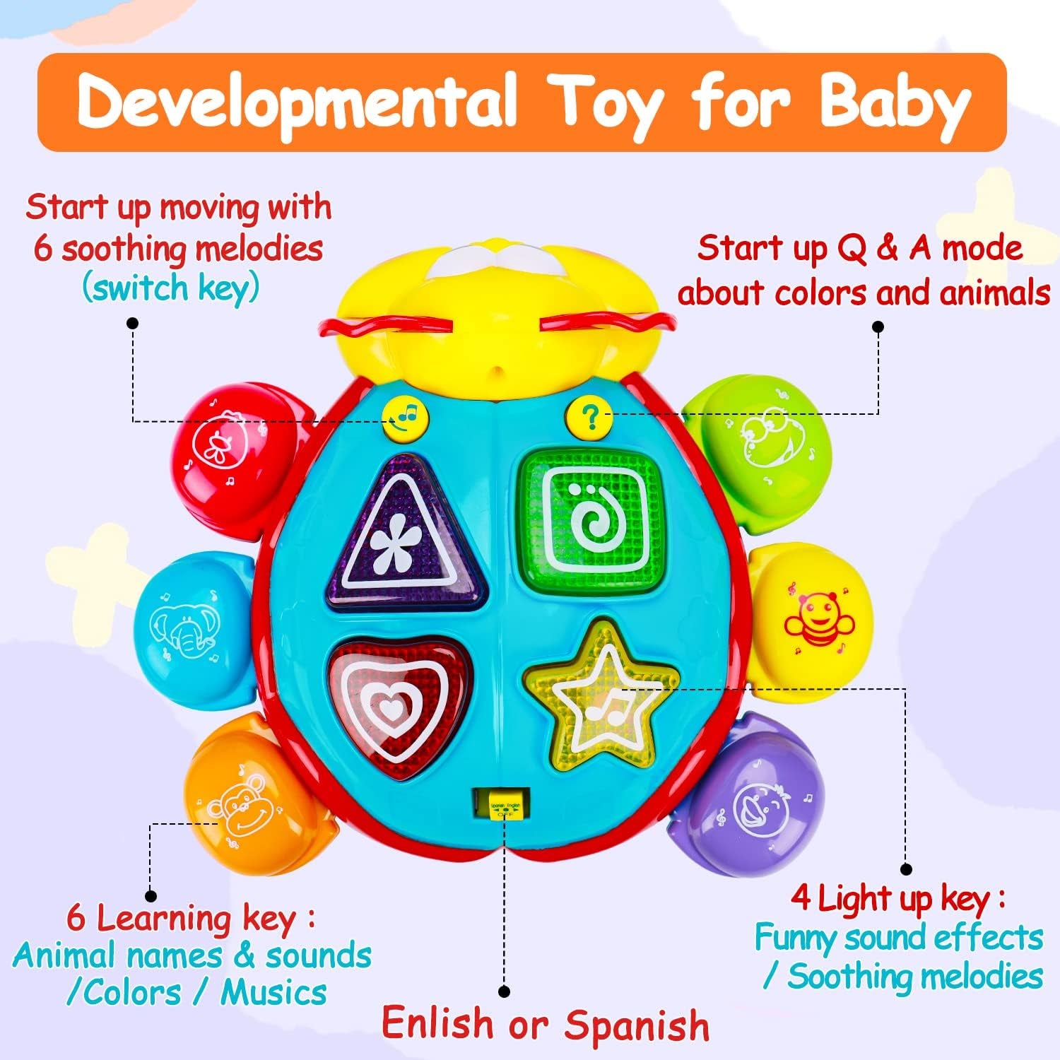 Bilingual Baby Crawling Toy – Spanish & English Educational Fun