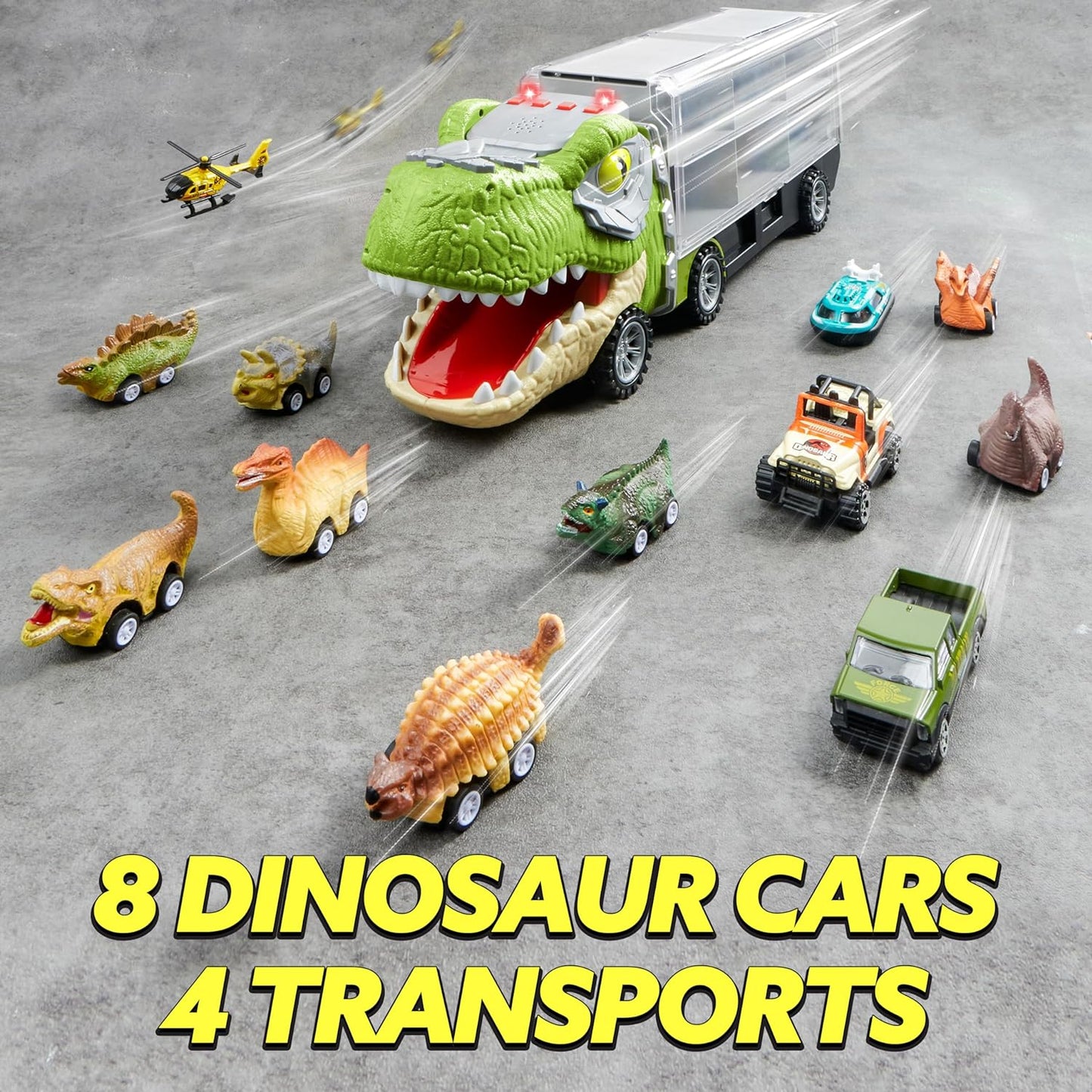 13-in-1 Dinosaur Toy Set – Truck & Pull-Back Cars