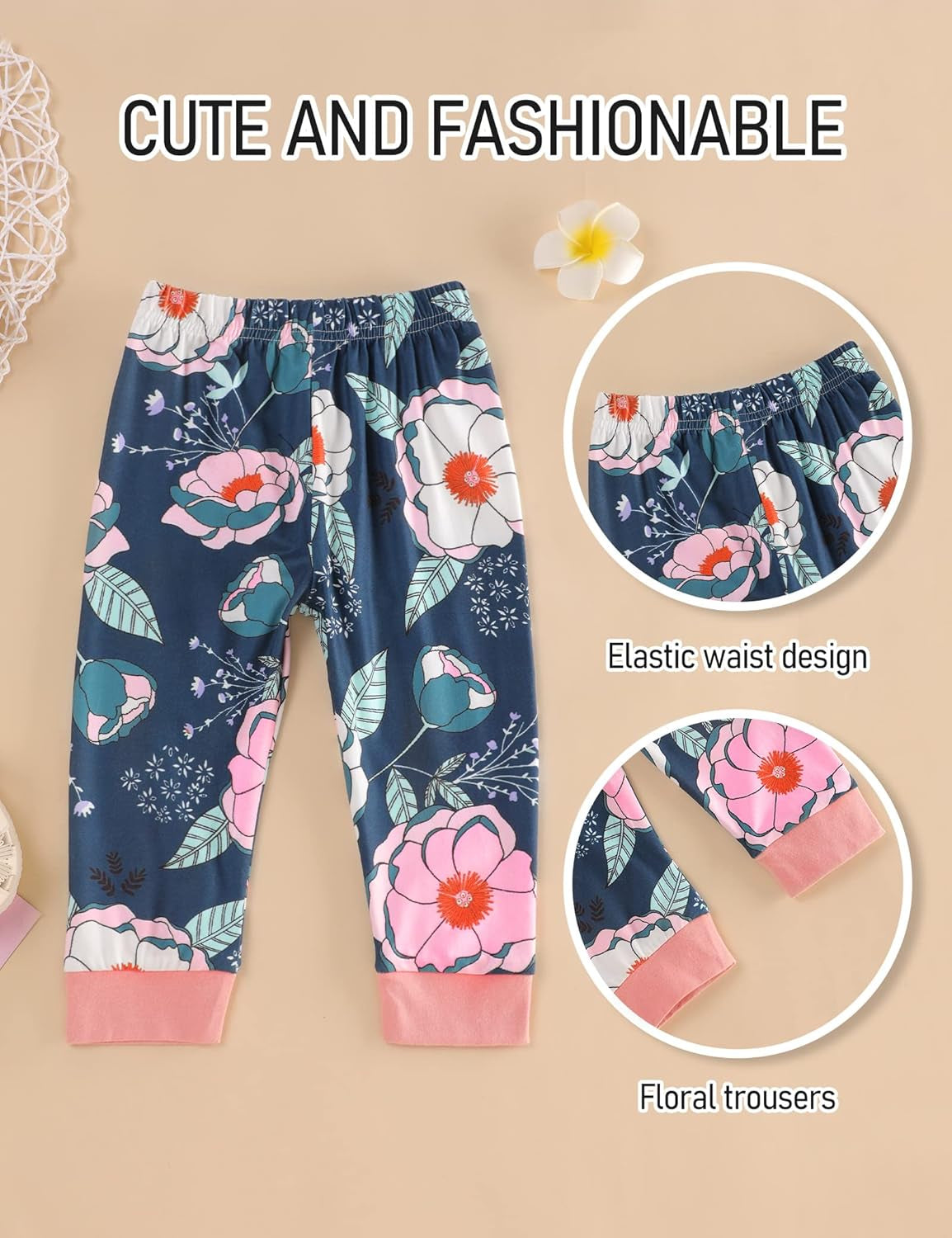 Toddler Baby Girl Outfit Set: Solid Color Ruffle Top, Floral Pants, and Adorable Headband