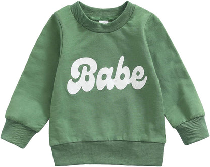 Unisex Infant Crewneck Sweatshirt – Letter Print Pullover for Baby Boys & Girls