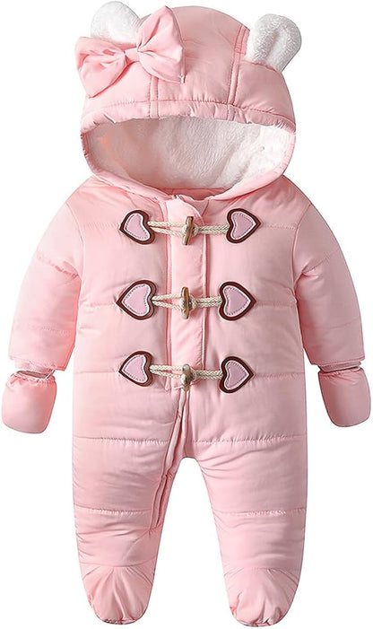 Cozy Baby Winter Snowsuit – Hooded, Footed Jumpsuit with Gloves for Boys and Girls (3-24 Months)