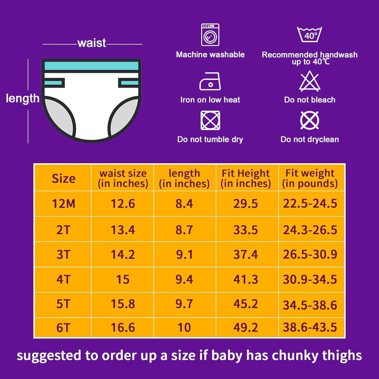 6-Pack Cotton Reusable Toddler Potty Training Underwear for Girls