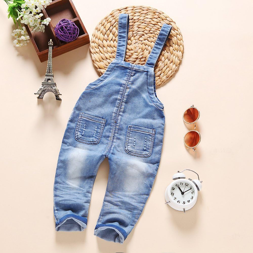 Baby Unisex Blue & Black Denim Jean Overalls