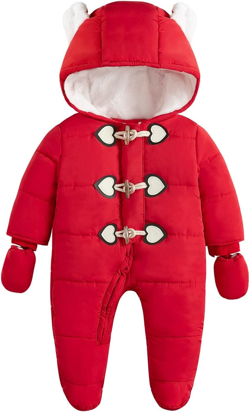 Cozy Baby Winter Snowsuit – Hooded, Footed Jumpsuit with Gloves for Boys and Girls (3-24 Months)