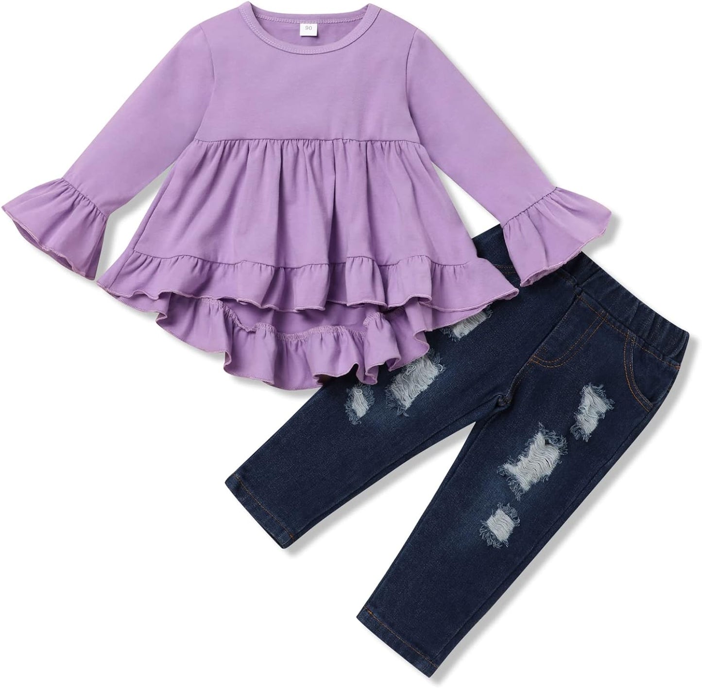 Toddler Baby Girl Outfit Set: Solid Color Ruffle Top, Floral Pants, and Adorable Headband