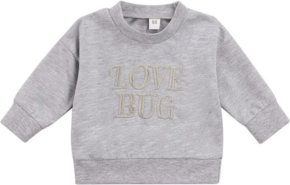 Unisex Infant Crewneck Sweatshirt – Letter Print Pullover for Baby Boys & Girls