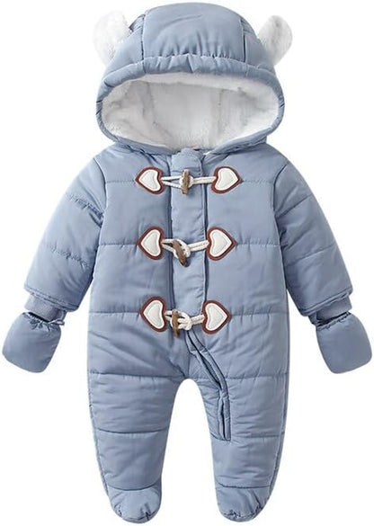 Cozy Baby Winter Snowsuit – Hooded, Footed Jumpsuit with Gloves for Boys and Girls (3-24 Months)