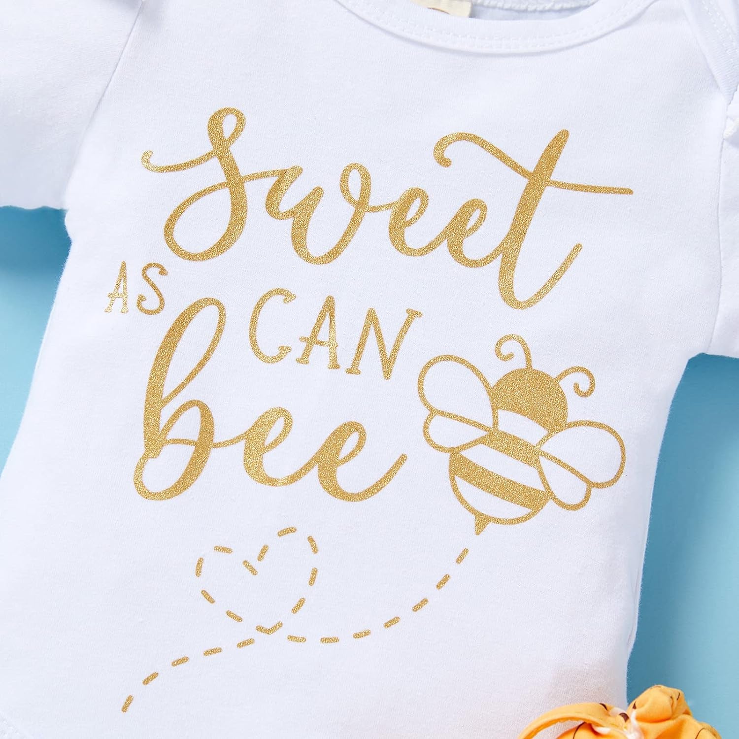 Infant Baby Girl Bumble Bee Outfit Set – Romper, Pants, and Headband