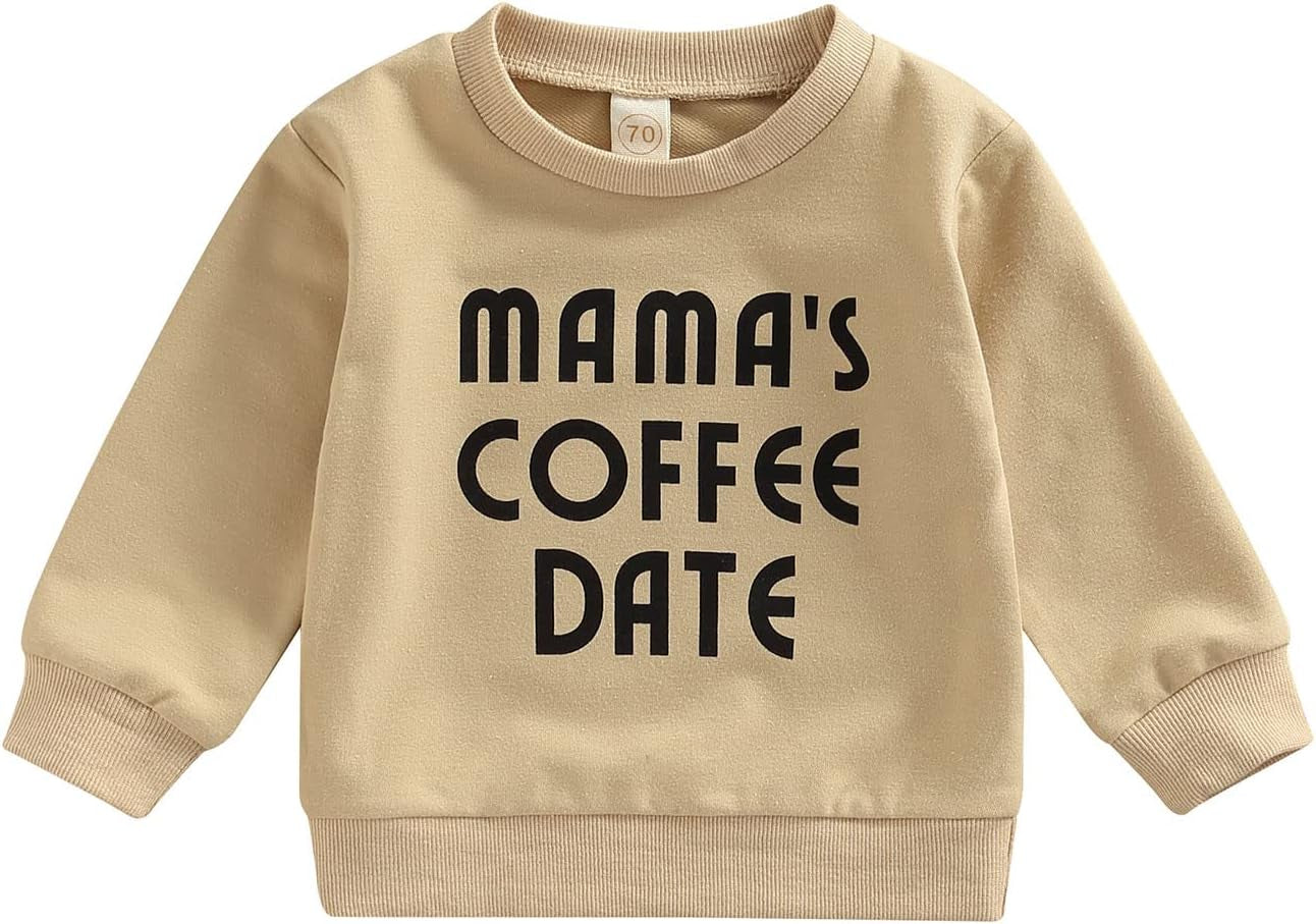 Unisex Infant Crewneck Sweatshirt – Letter Print Pullover for Baby Boys & Girls