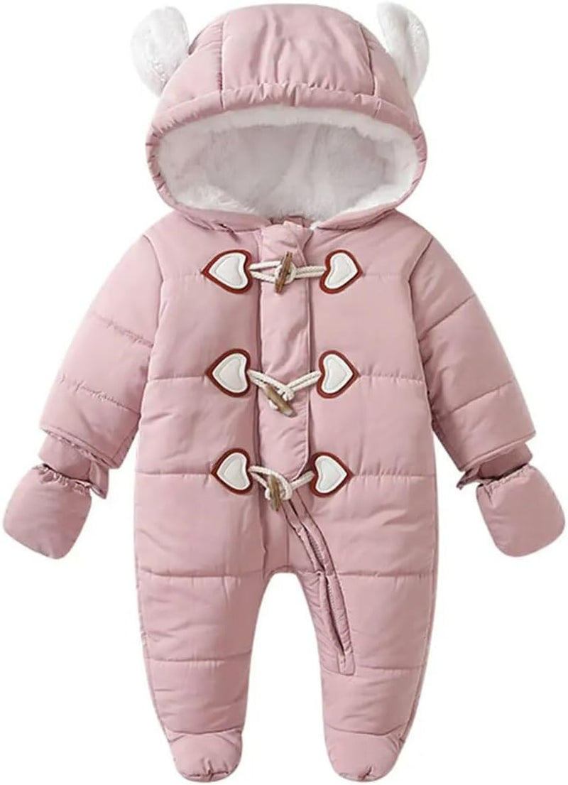 Cozy Baby Winter Snowsuit – Hooded, Footed Jumpsuit with Gloves for Boys and Girls (3-24 Months)