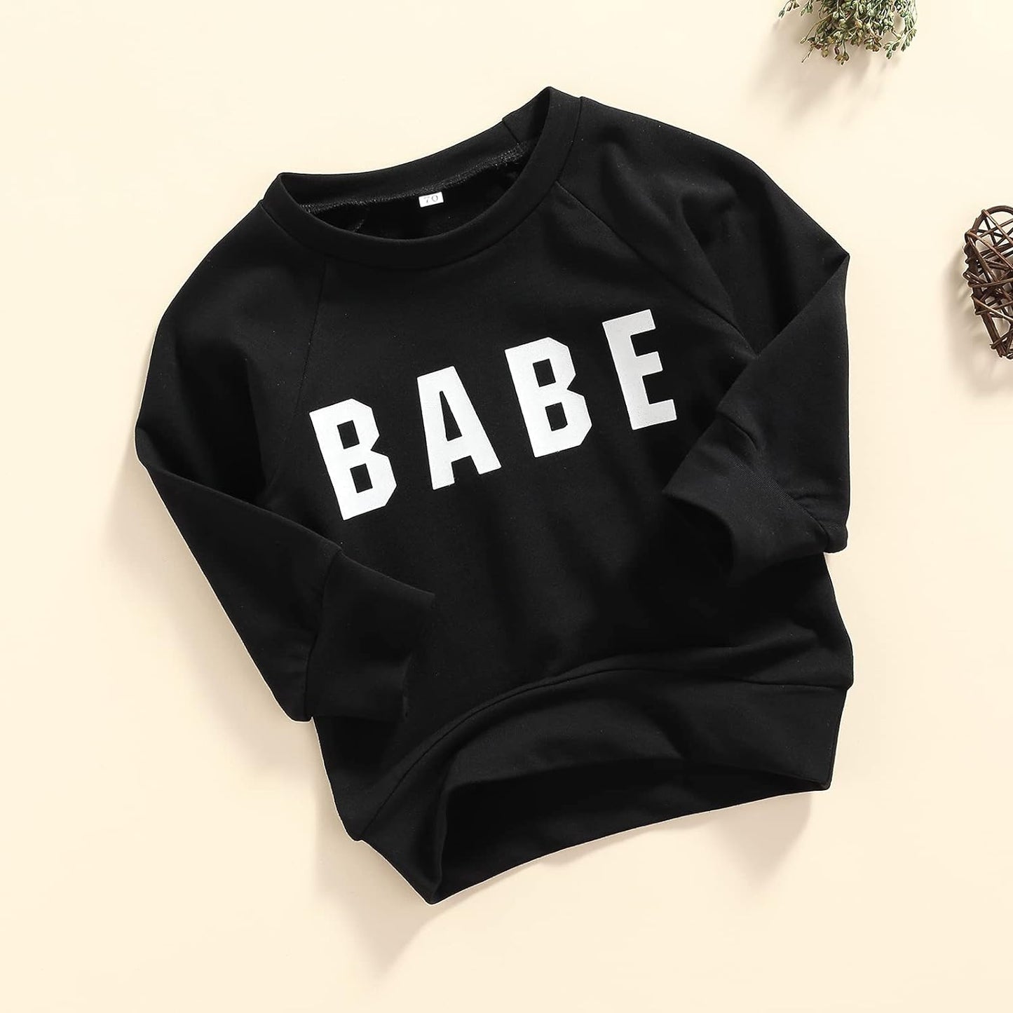 Unisex Infant Crewneck Sweatshirt – Letter Print Pullover for Baby Boys & Girls