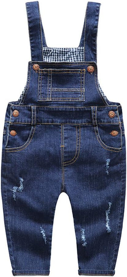 Baby Unisex Blue & Black Denim Jean Overalls