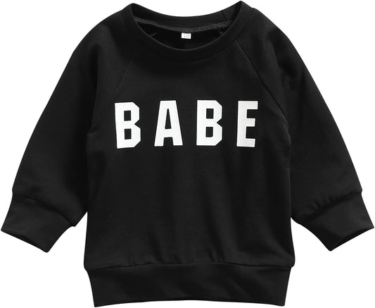 Unisex Infant Crewneck Sweatshirt – Letter Print Pullover for Baby Boys & Girls