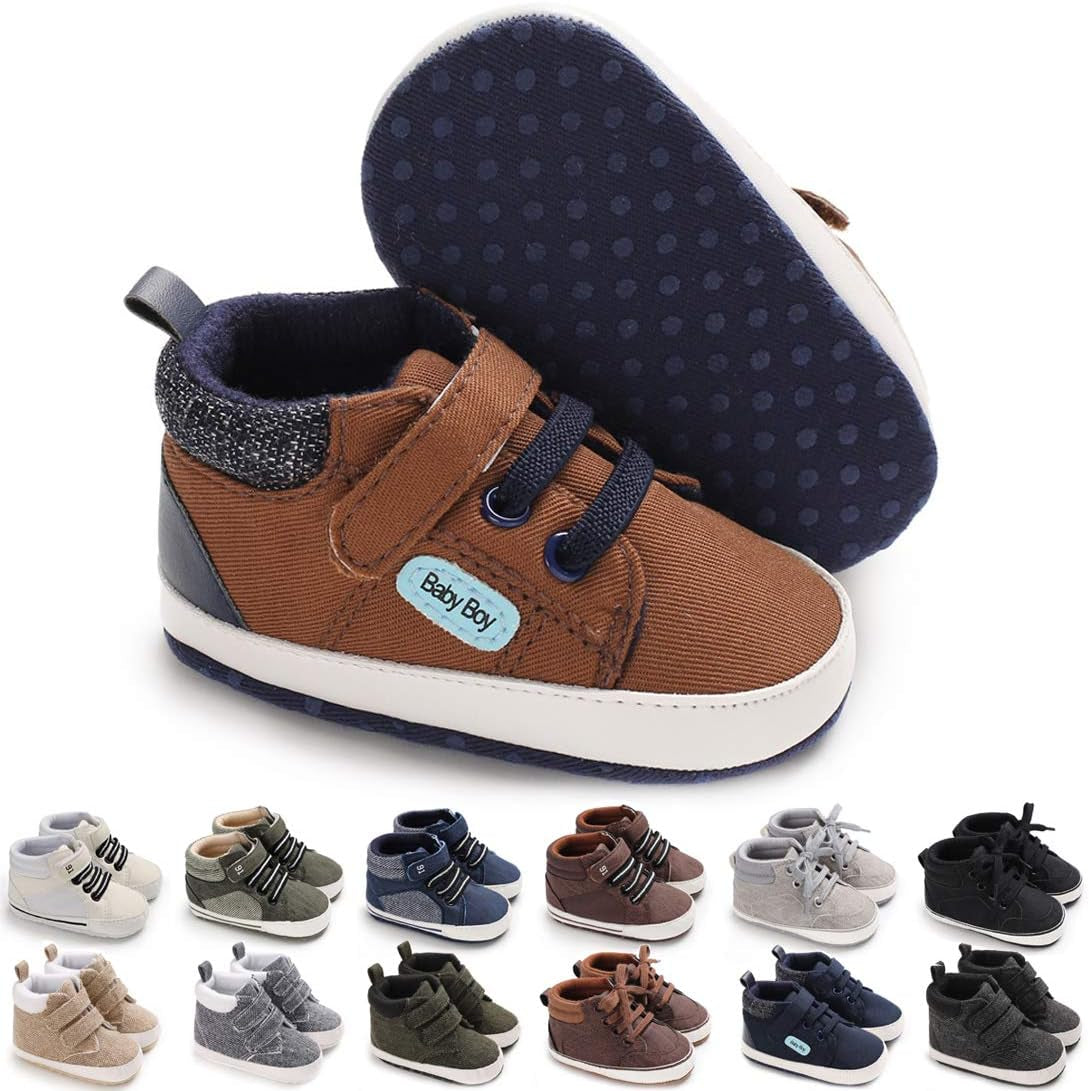 Unisex Baby High-Top Sneakers – Soft Sole, Anti-Skid Infant & Toddler First Walking Shoes